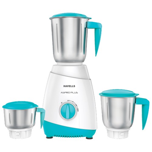 HAVELLS ASPRO PLUS WHITE LIGHT BLUE-3 JAR 500 W MIXER GRINDER