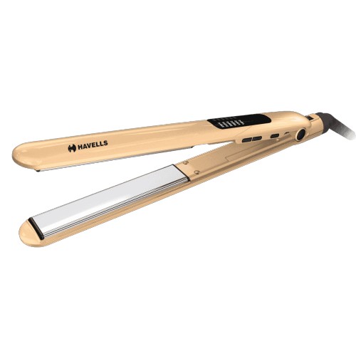 HAVELLS TITANIUM COATED PLATES HAIR STRAIGHTENER (GOLDEN)